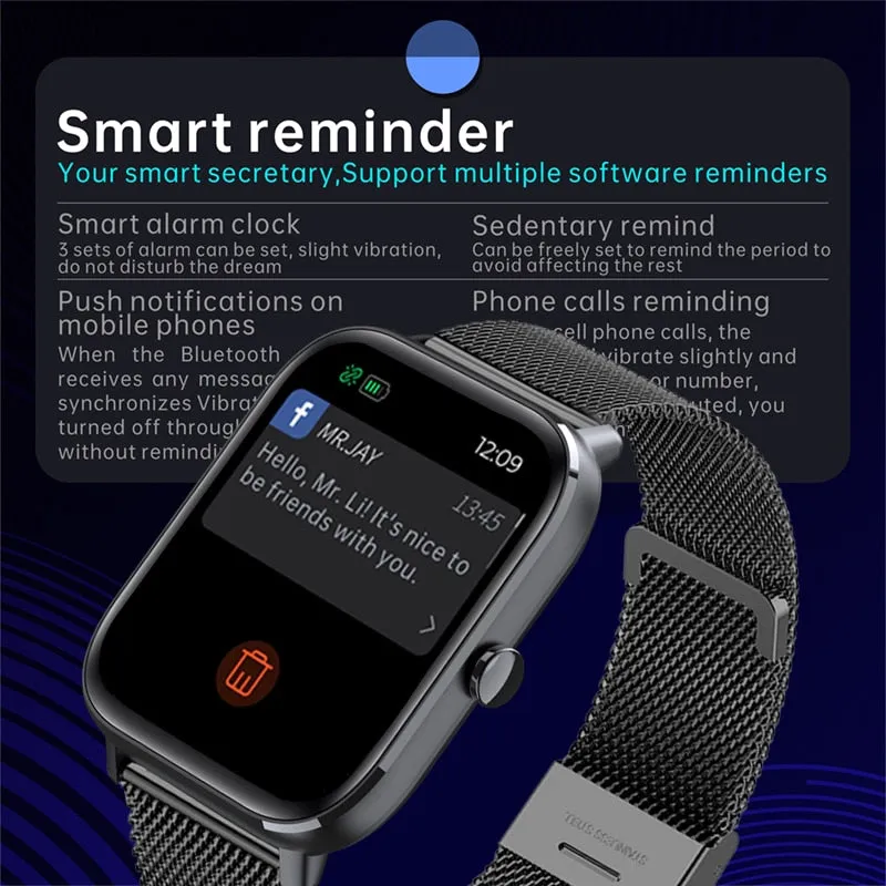 New 1.69 Inch Smart Watch Pk P8 Men Heart Rate Monitor Body Temperature Waterproof Women Smartwatch Fitness Tracker For iPhone
