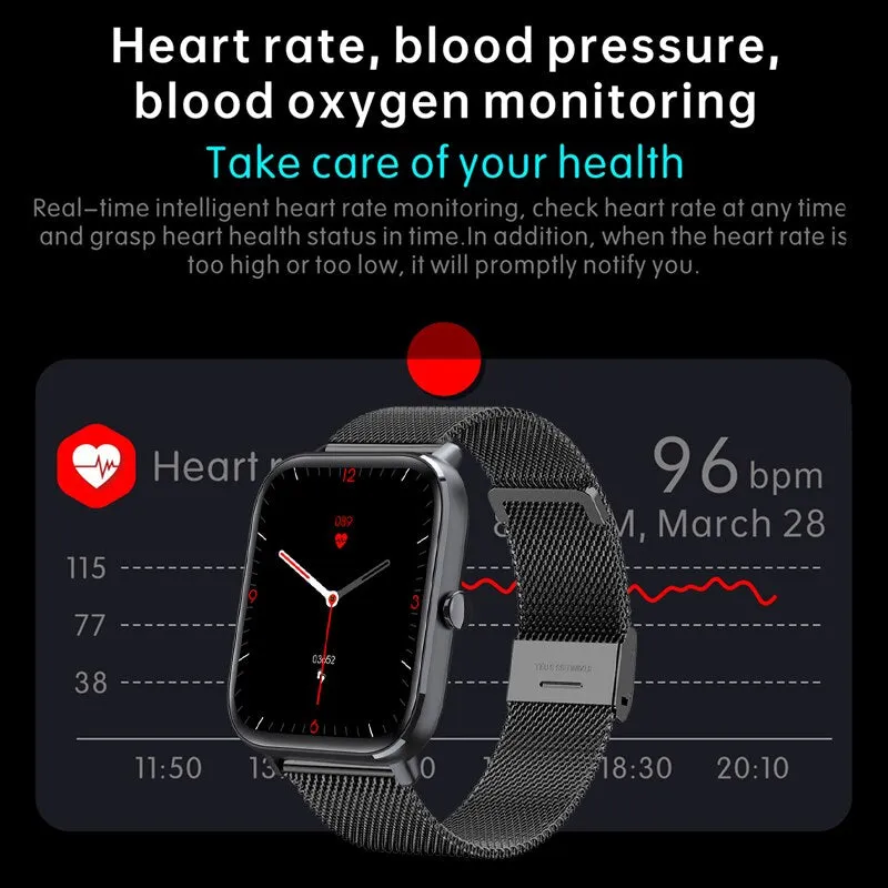 New 1.69 Inch Smart Watch Pk P8 Men Heart Rate Monitor Body Temperature Waterproof Women Smartwatch Fitness Tracker For iPhone