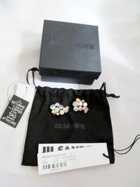 NEW NWT JIL SANDER CRYSTAL PAISLEY EARRING AURORA BOREALIS Rhinestone
