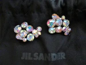 NEW NWT JIL SANDER CRYSTAL PAISLEY EARRING AURORA BOREALIS Rhinestone