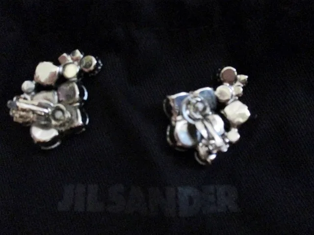 NEW NWT JIL SANDER CRYSTAL PAISLEY EARRING AURORA BOREALIS Rhinestone