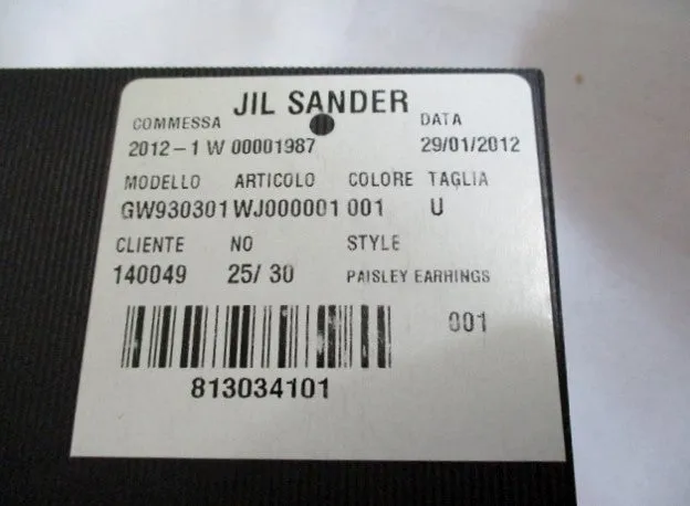 NEW NWT JIL SANDER CRYSTAL PAISLEY EARRING AURORA BOREALIS Rhinestone