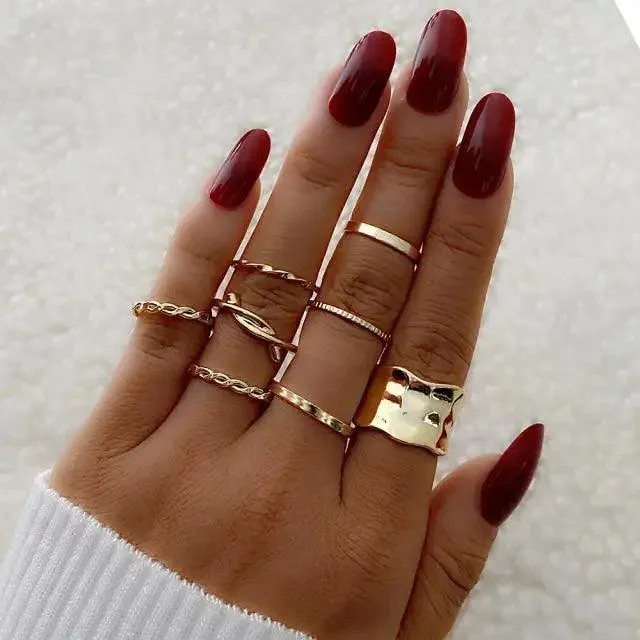 New Vintage Style Gold Midi Round Twist Rings Set For Women And Girls Ring Trendy Metal Knuckle Finger Rings Jewelry