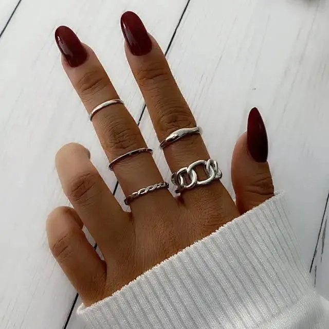 New Vintage Style Gold Midi Round Twist Rings Set For Women And Girls Ring Trendy Metal Knuckle Finger Rings Jewelry