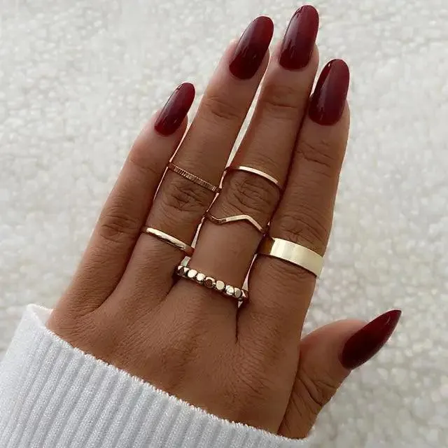 New Vintage Style Gold Midi Round Twist Rings Set For Women And Girls Ring Trendy Metal Knuckle Finger Rings Jewelry