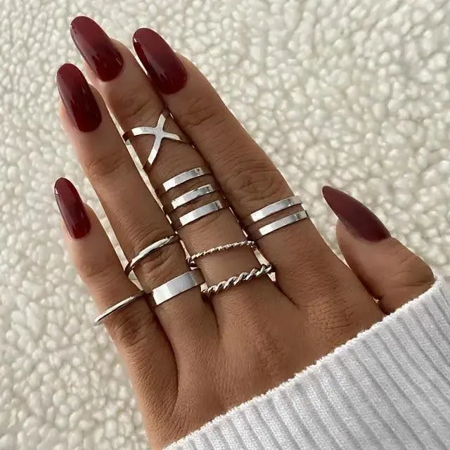New Vintage Style Gold Midi Round Twist Rings Set For Women And Girls Ring Trendy Metal Knuckle Finger Rings Jewelry