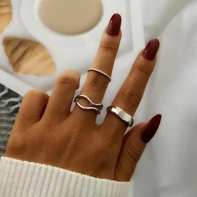 New Vintage Style Gold Midi Round Twist Rings Set For Women And Girls Ring Trendy Metal Knuckle Finger Rings Jewelry
