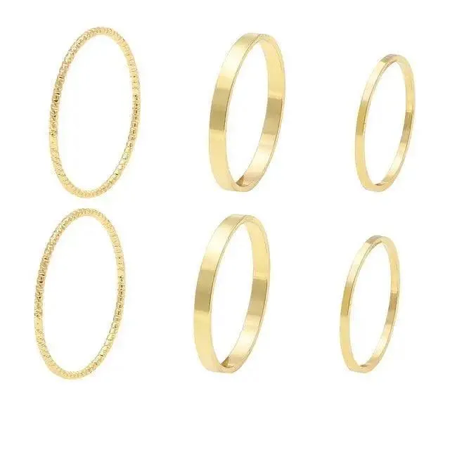 New Vintage Style Gold Midi Round Twist Rings Set For Women And Girls Ring Trendy Metal Knuckle Finger Rings Jewelry