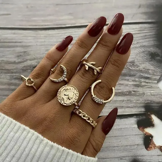New Vintage Style Gold Midi Round Twist Rings Set For Women And Girls Ring Trendy Metal Knuckle Finger Rings Jewelry