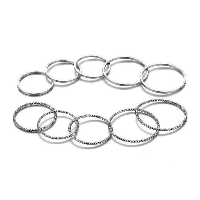 New Vintage Style Gold Midi Round Twist Rings Set For Women And Girls Ring Trendy Metal Knuckle Finger Rings Jewelry