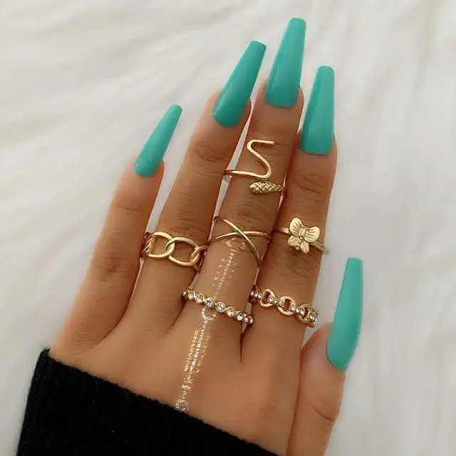 New Vintage Style Gold Midi Round Twist Rings Set For Women And Girls Ring Trendy Metal Knuckle Finger Rings Jewelry
