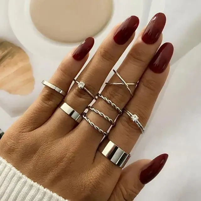 New Vintage Style Gold Midi Round Twist Rings Set For Women And Girls Ring Trendy Metal Knuckle Finger Rings Jewelry