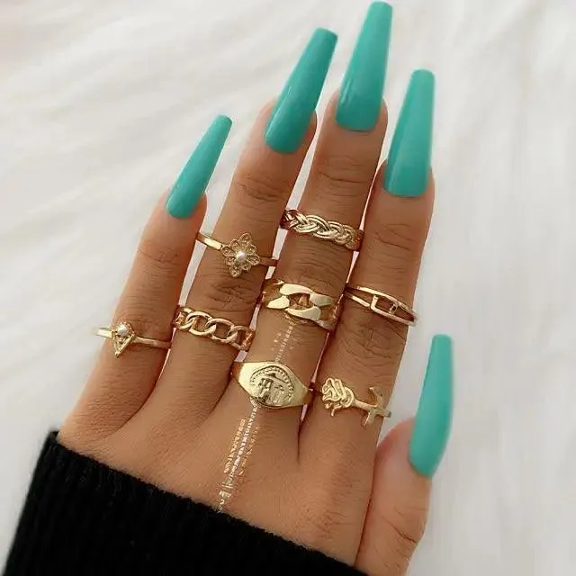 New Vintage Style Gold Midi Round Twist Rings Set For Women And Girls Ring Trendy Metal Knuckle Finger Rings Jewelry
