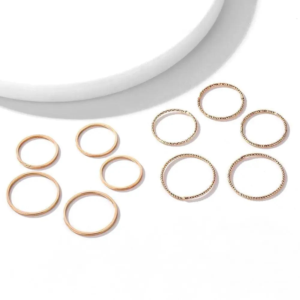 New Vintage Style Gold Midi Round Twist Rings Set For Women And Girls Ring Trendy Metal Knuckle Finger Rings Jewelry