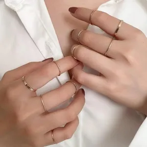 New Vintage Style Gold Midi Round Twist Rings Set For Women And Girls Ring Trendy Metal Knuckle Finger Rings Jewelry