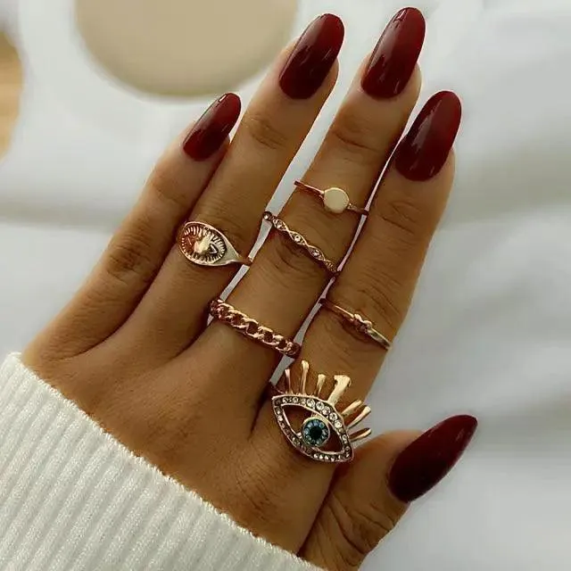 New Vintage Style Gold Midi Round Twist Rings Set For Women And Girls Ring Trendy Metal Knuckle Finger Rings Jewelry