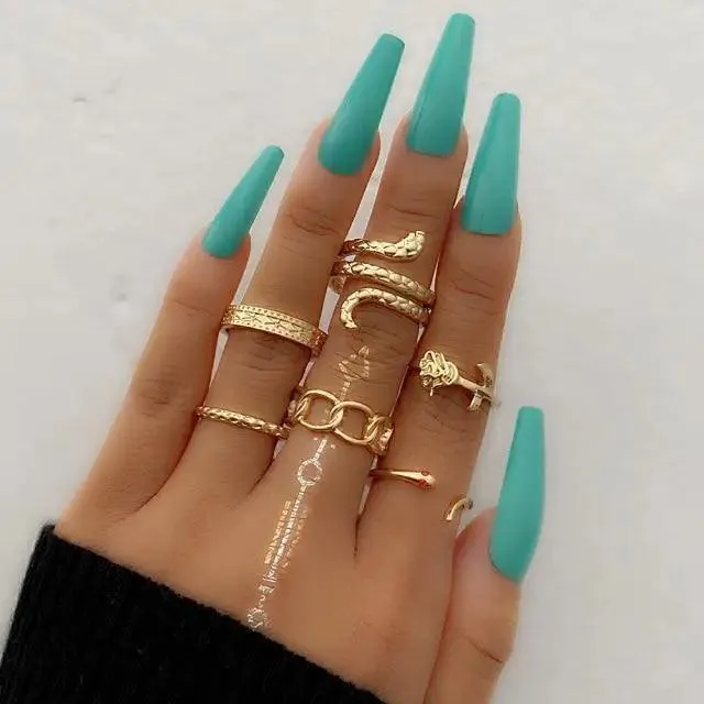 New Vintage Style Gold Midi Round Twist Rings Set For Women And Girls Ring Trendy Metal Knuckle Finger Rings Jewelry
