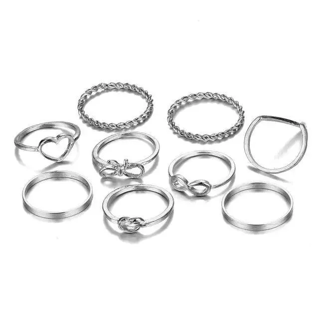 New Vintage Style Gold Midi Round Twist Rings Set For Women And Girls Ring Trendy Metal Knuckle Finger Rings Jewelry