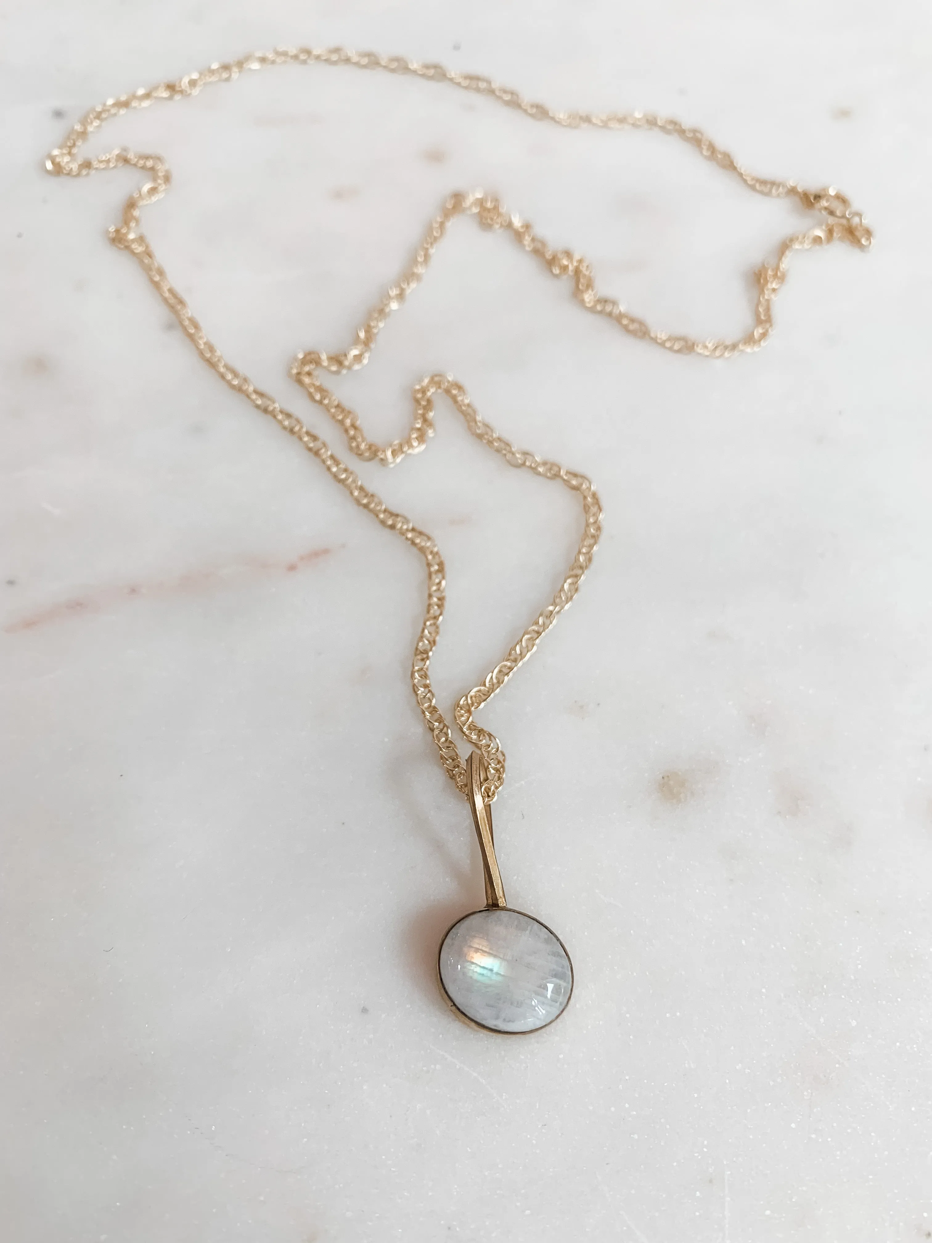 Offset Moonstone Dainty Necklace