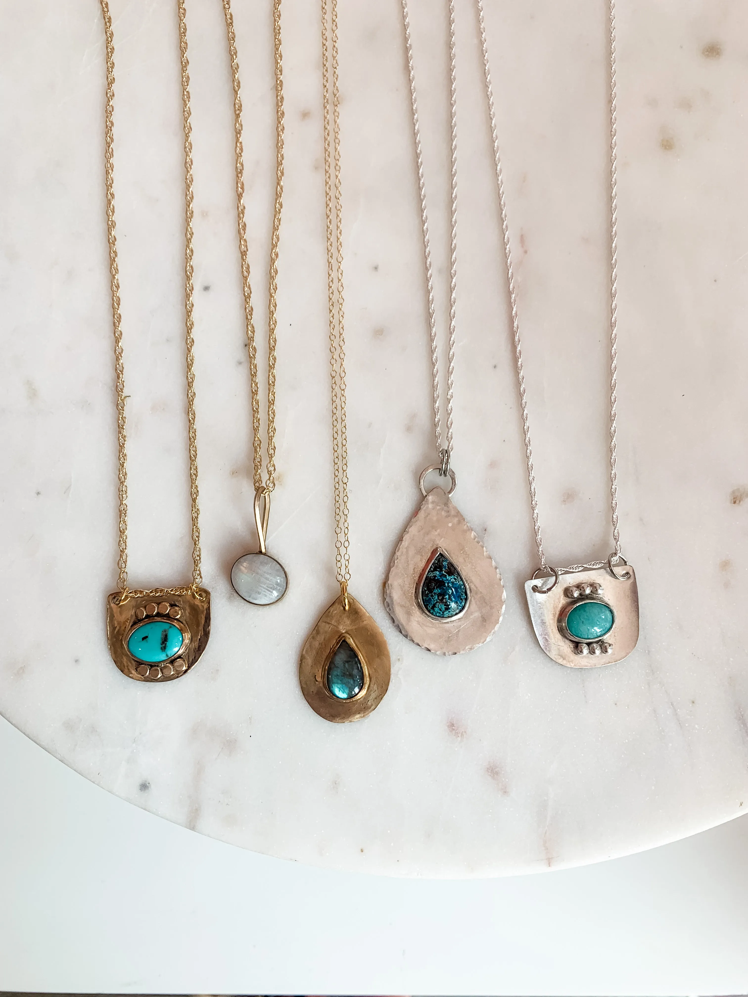 Offset Moonstone Dainty Necklace