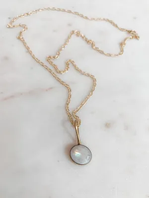 Offset Moonstone Dainty Necklace