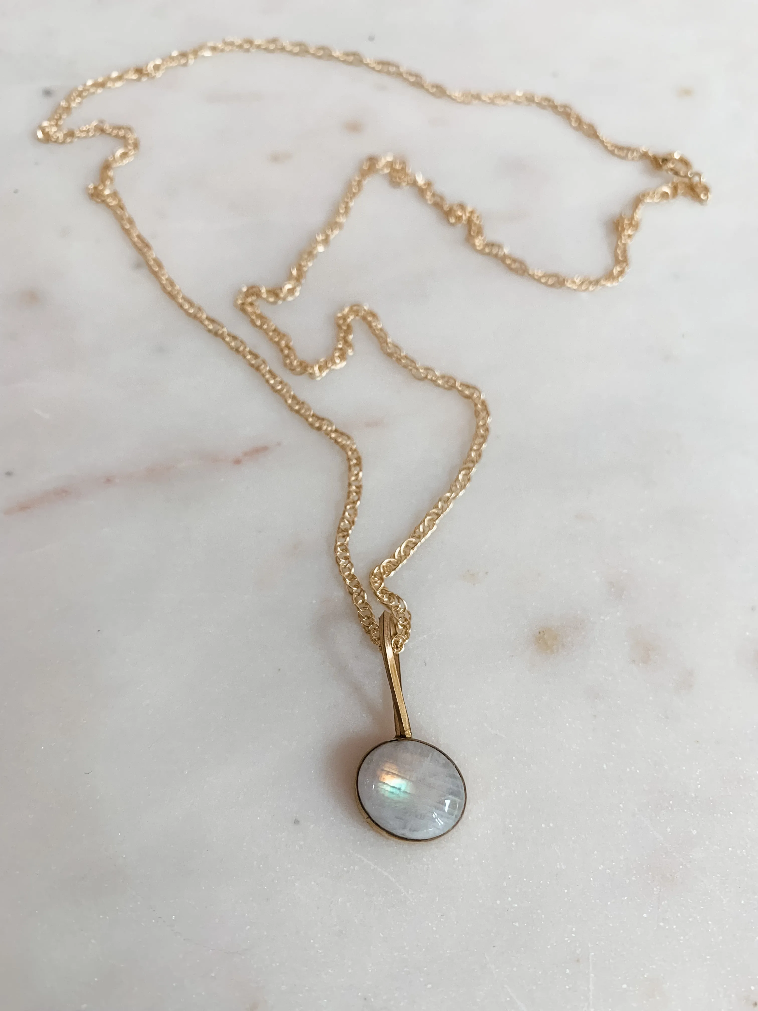 Offset Moonstone Dainty Necklace