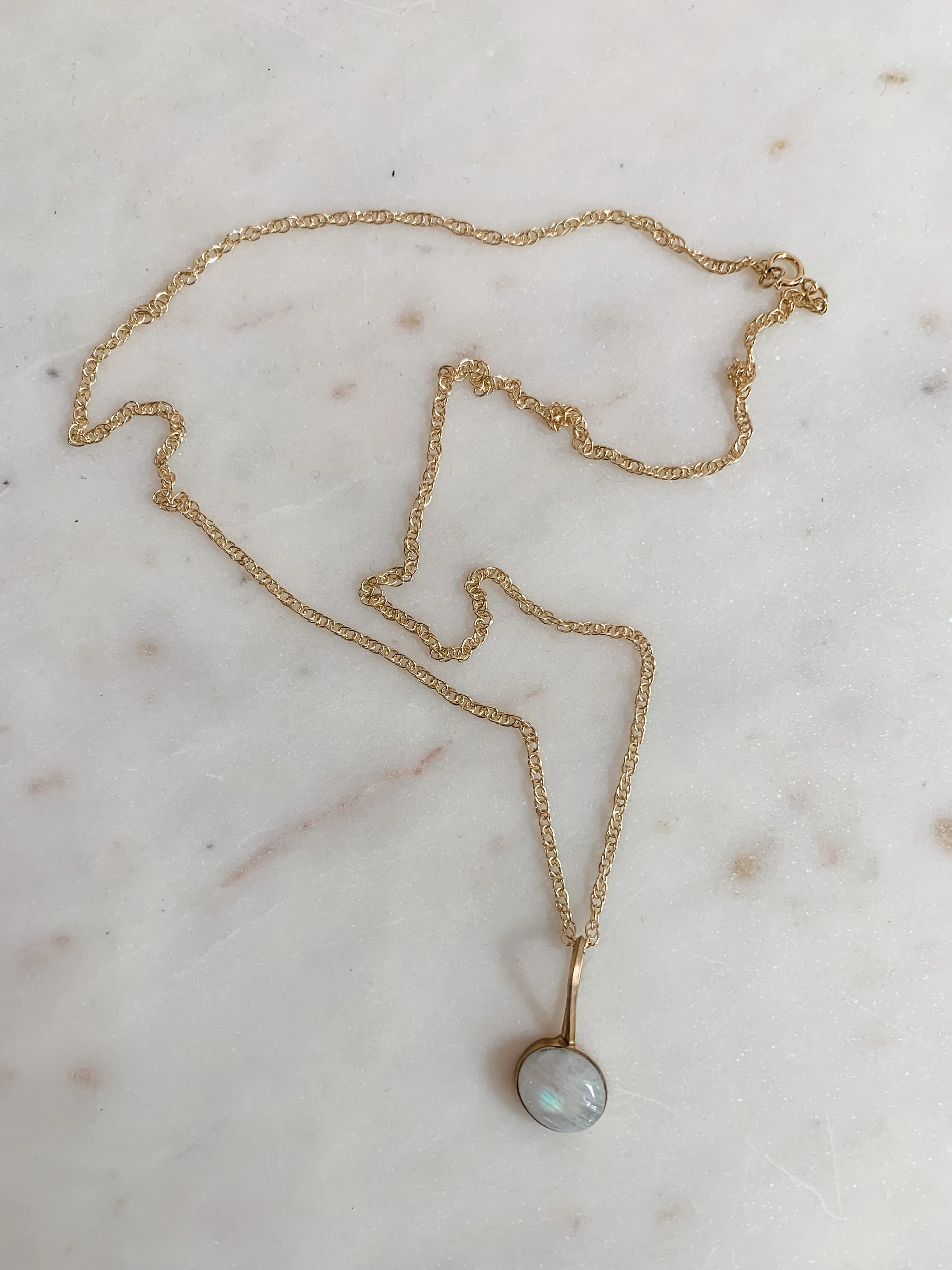 Offset Moonstone Dainty Necklace