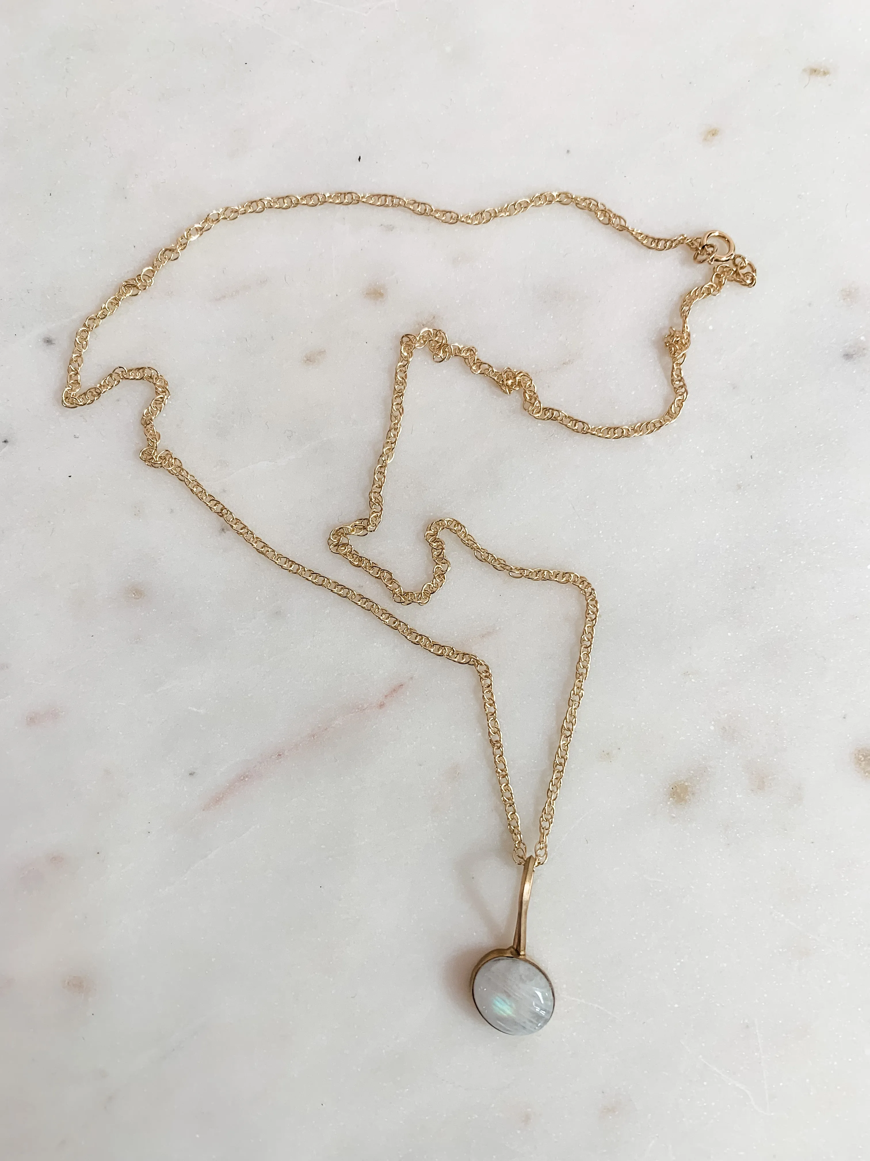 Offset Moonstone Dainty Necklace