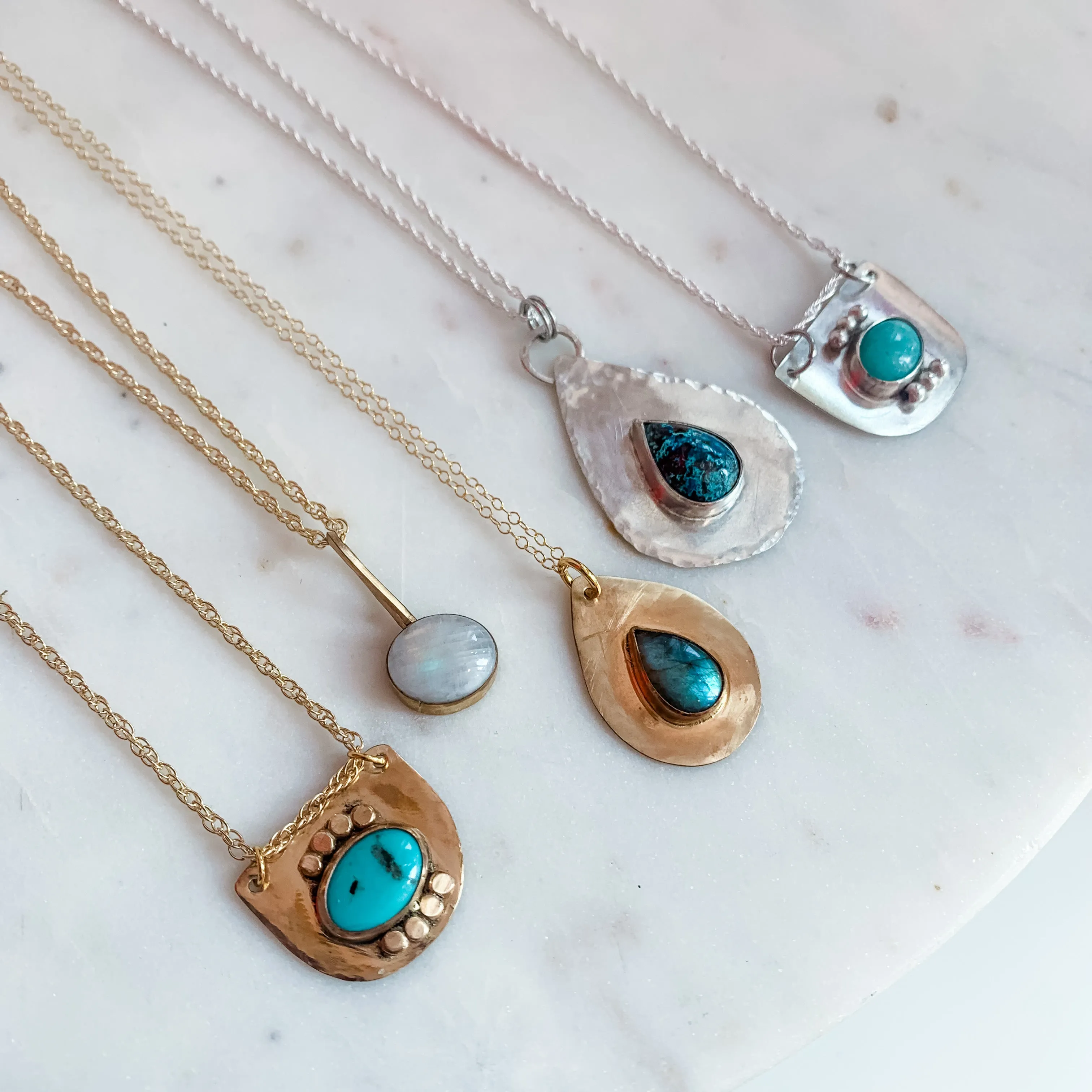 Offset Moonstone Dainty Necklace