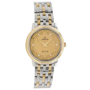 Omega Stainless Steel 18K Yellow Gold De Ville Prestige Quartz 424.20.27.60.58.004