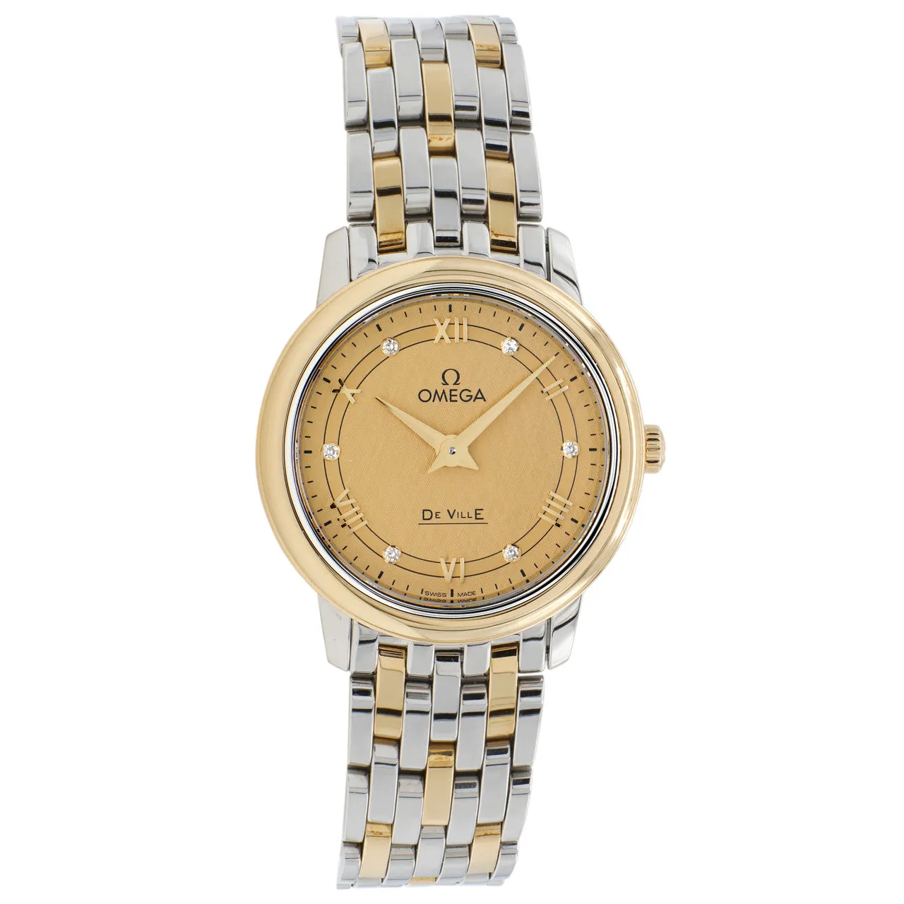 Omega Stainless Steel 18K Yellow Gold De Ville Prestige Quartz 424.20.27.60.58.004