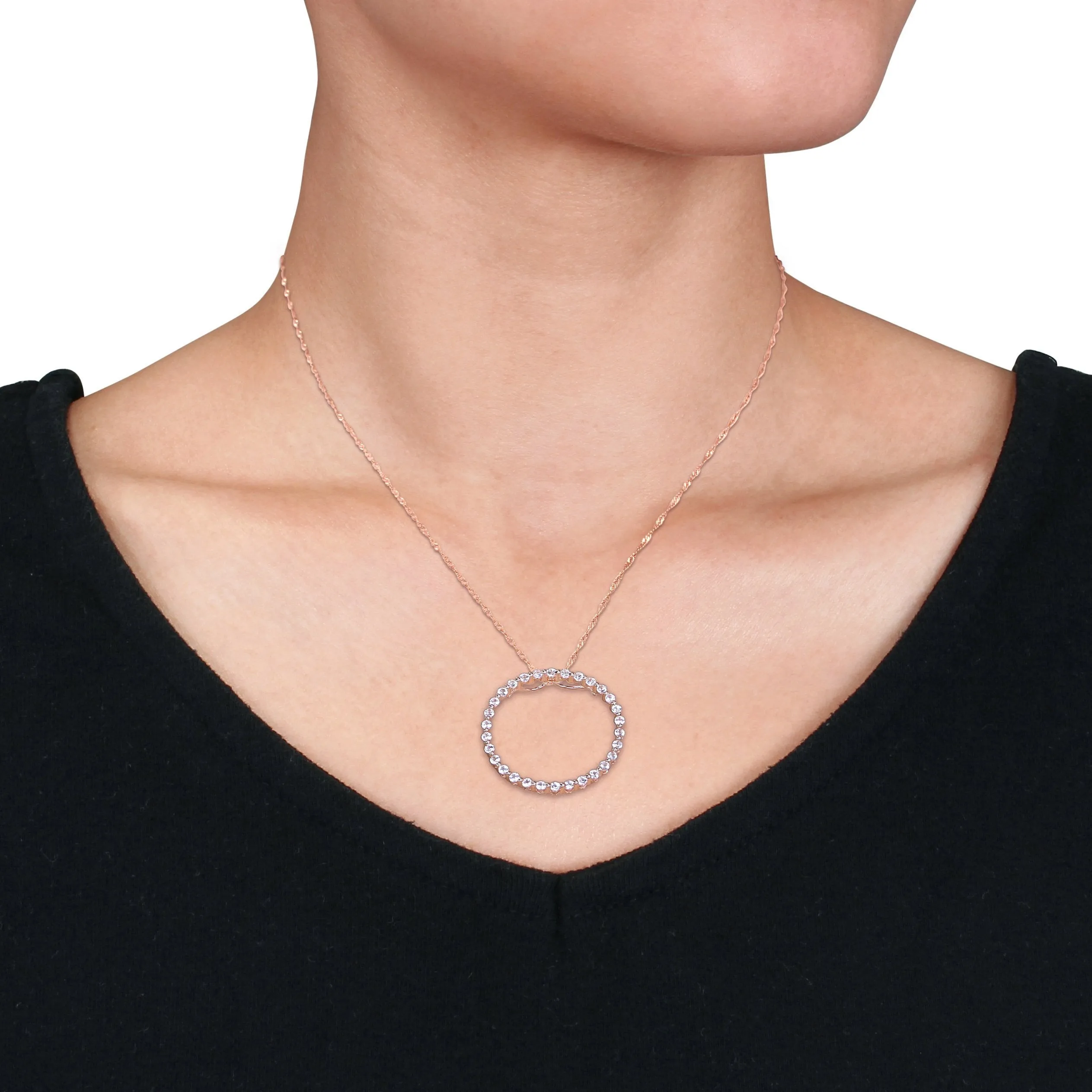 Open Circle Sapphire Pendant