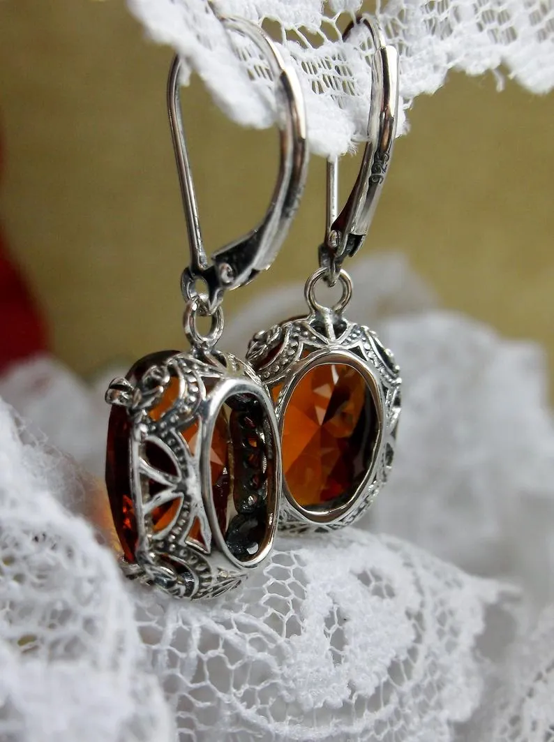 Orange Earrings, Cognac Crystal Edwardian Jewelry #E70