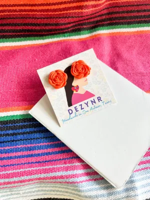 Orange Rose Studs