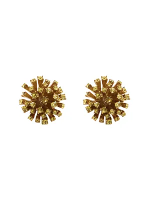 Oscar de la Renta Crystal Dandelion Pompom Earrings in Light Topaz
