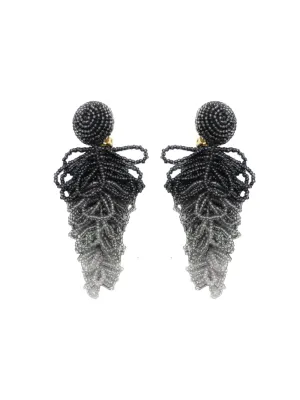 Oscar de la Renta Looped Tassel Earrings in Black