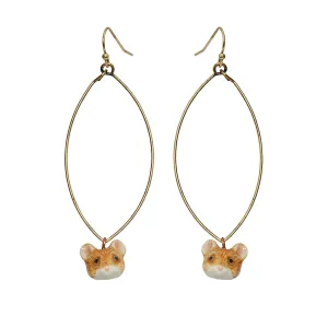 Oval Drop Ballerina Mouse Head Earrings