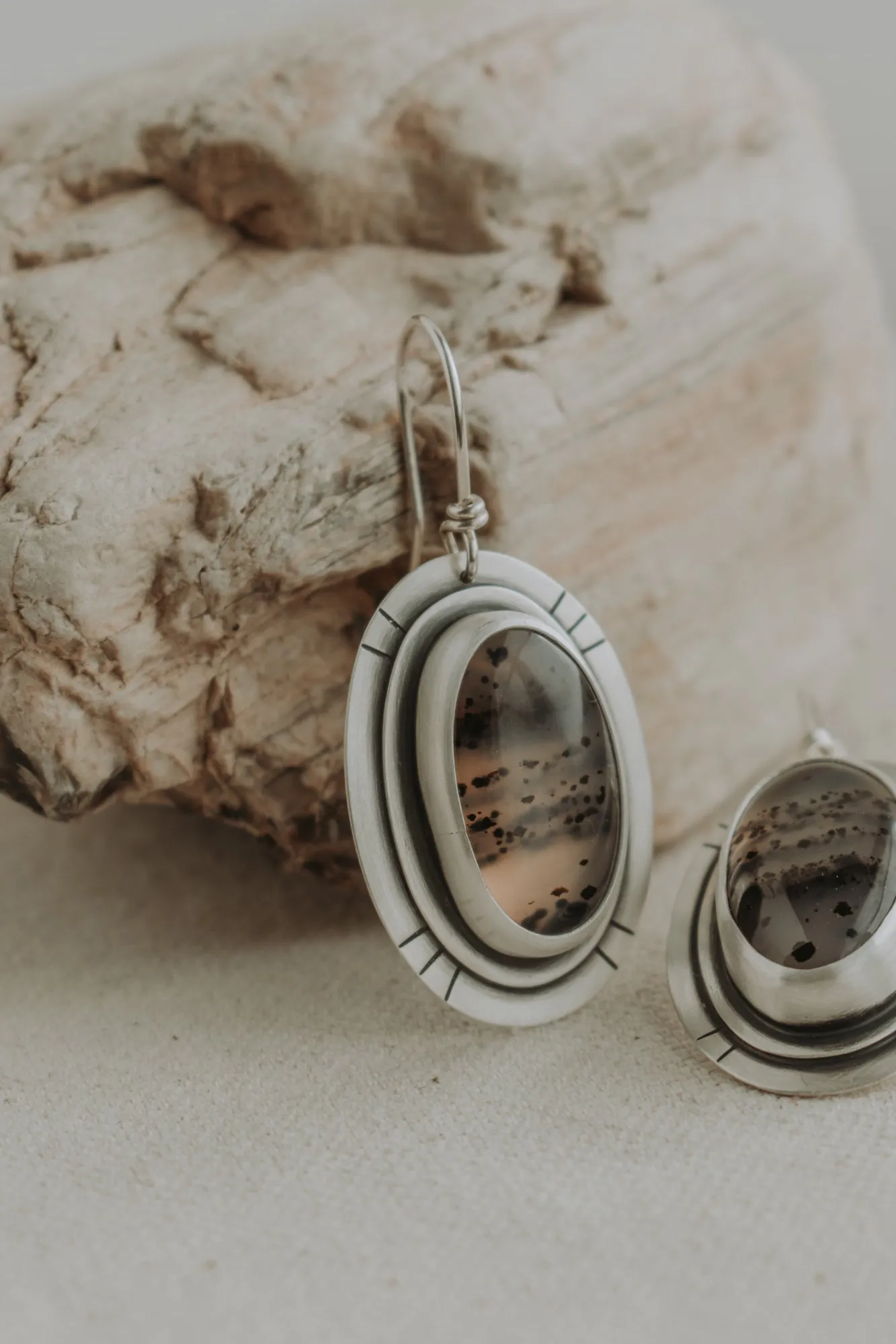 Oval Montana Agate Statement Earrings