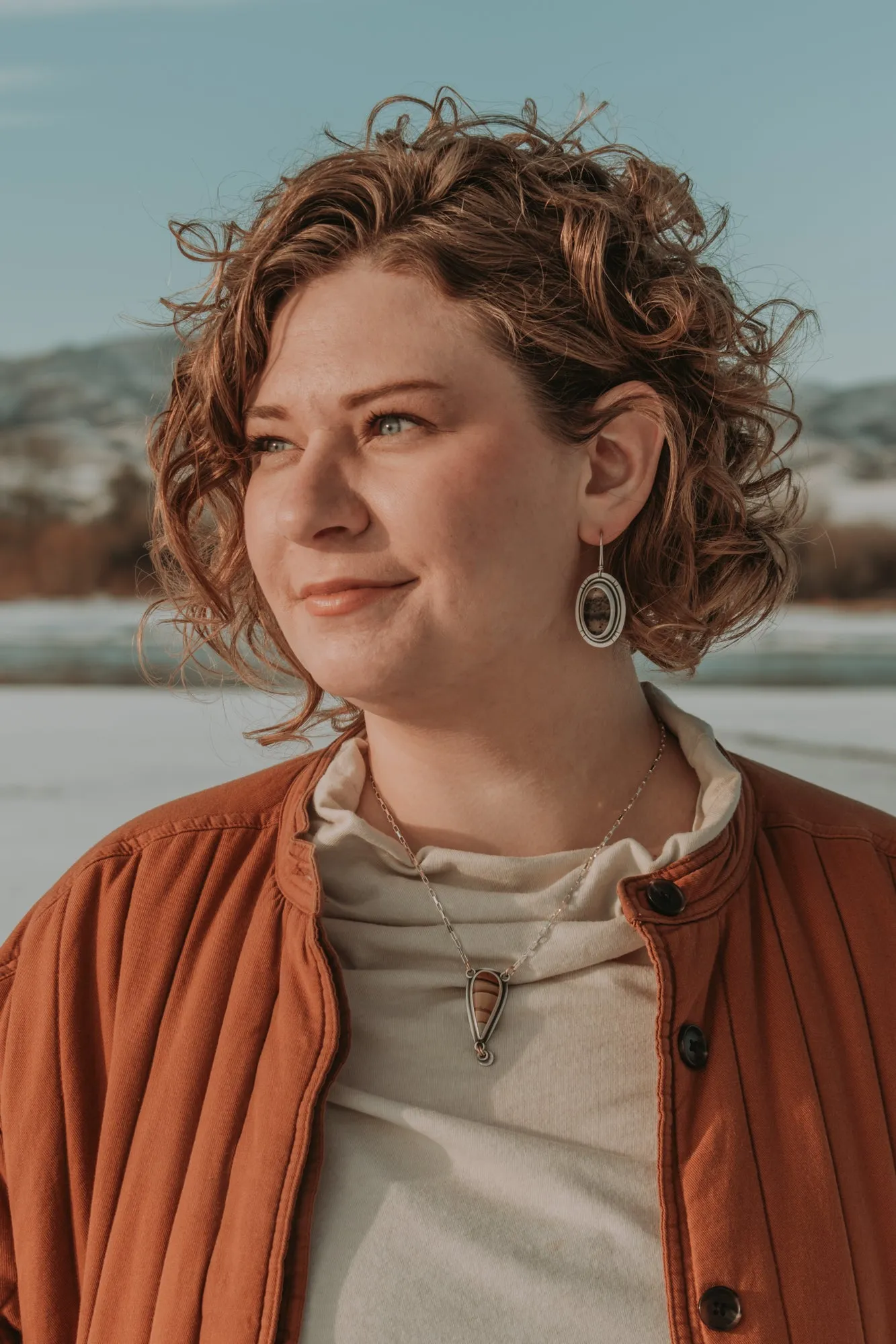 Oval Montana Agate Statement Earrings