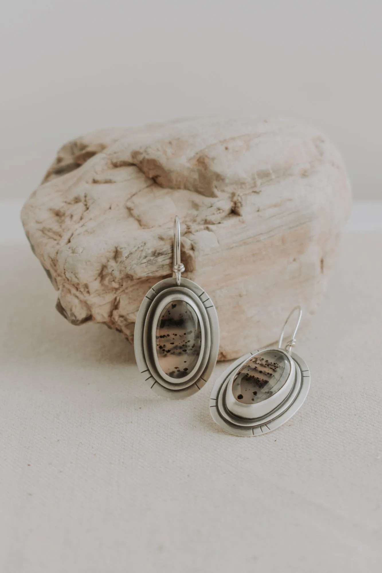 Oval Montana Agate Statement Earrings