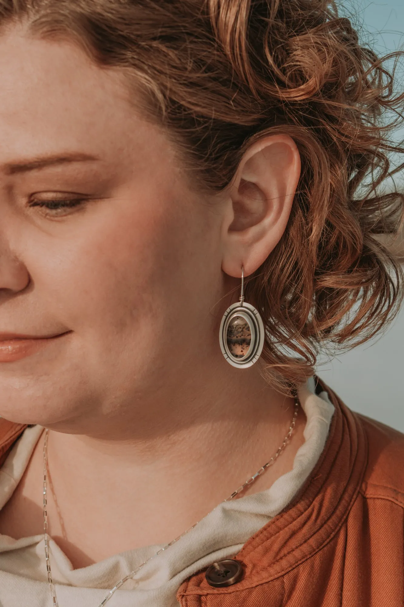 Oval Montana Agate Statement Earrings