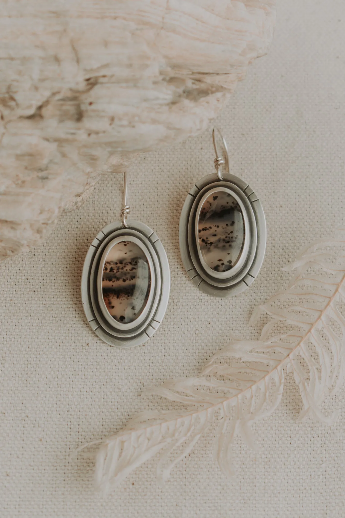 Oval Montana Agate Statement Earrings