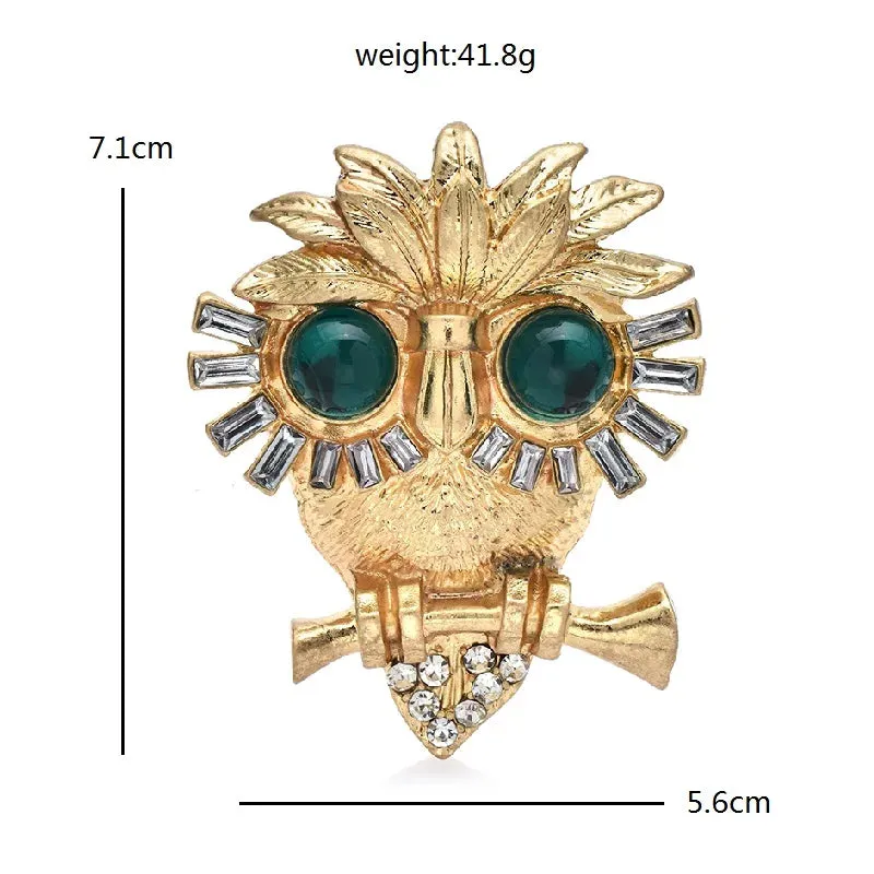 Owl Big Eyes Brooches Gold Color