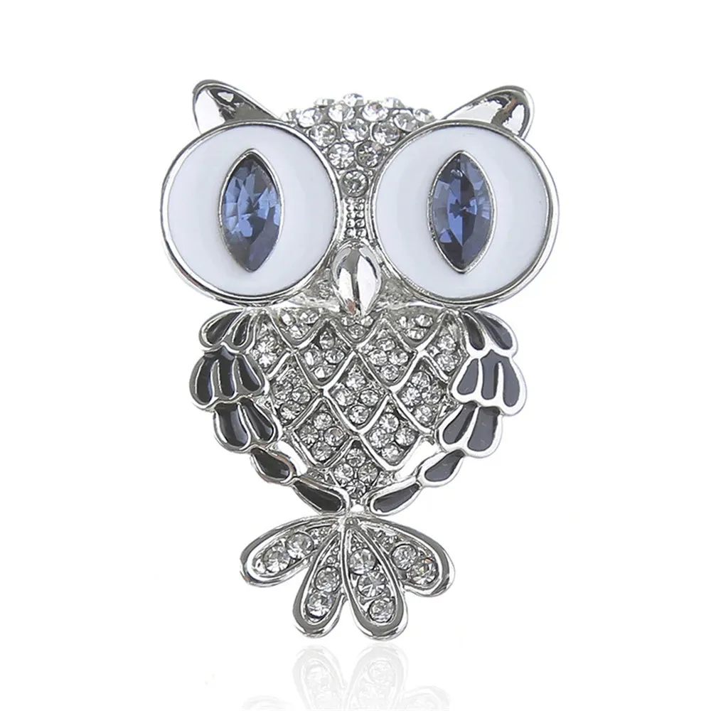 Owl Blue Eyes Cute Brooches Rhinestone