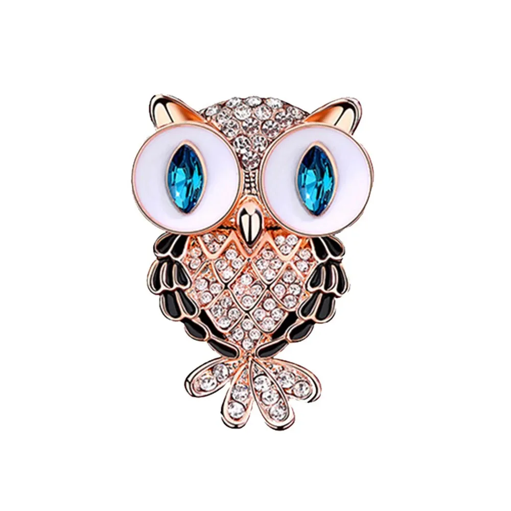 Owl Blue Eyes Cute Brooches Rhinestone