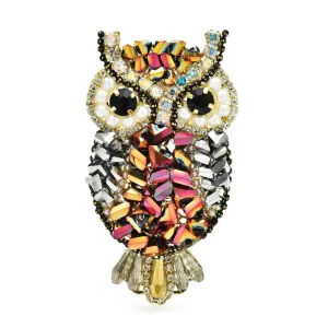 Owl Brooches Shining Beads