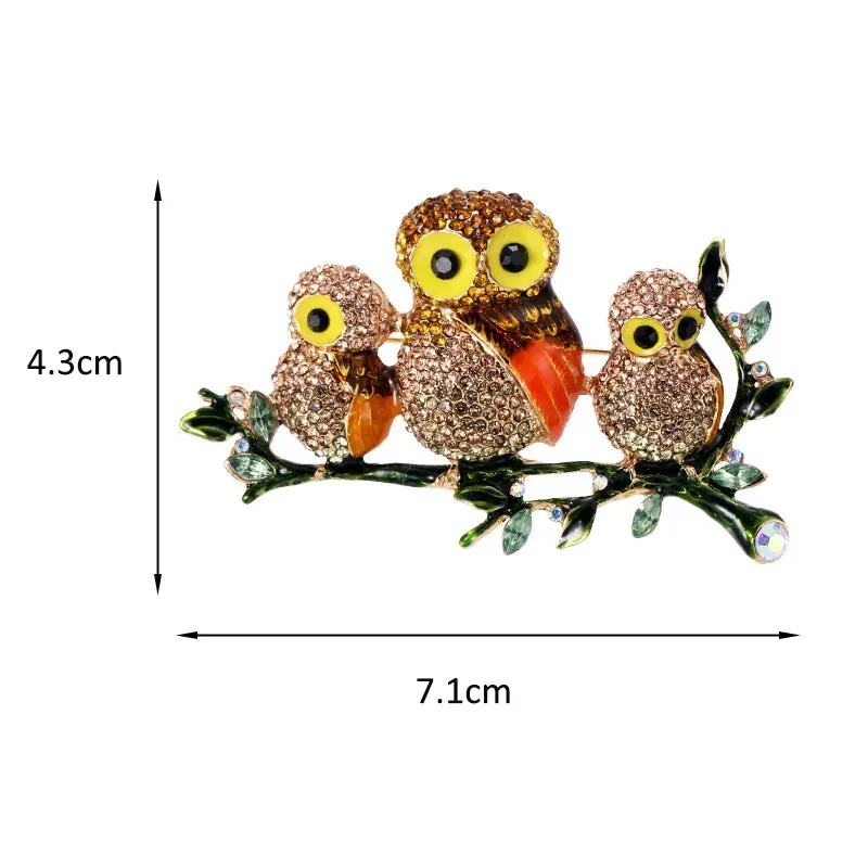 Owls Multicolor Rhinestone Brooches