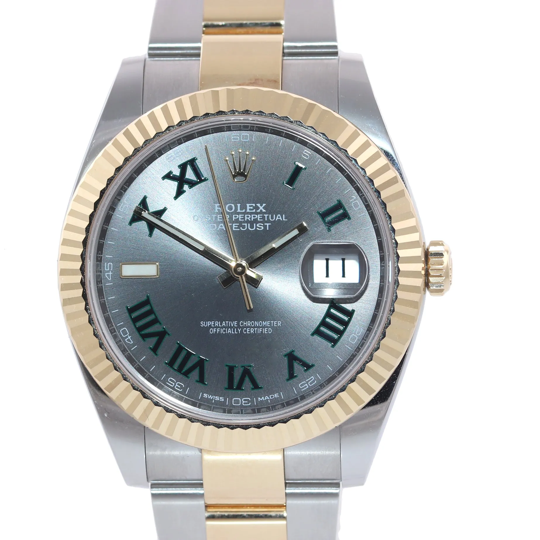 PAPERS Rolex DateJust 41 126333 Two Tone Yellow Gold Wimbledon Grey 41mm Watch