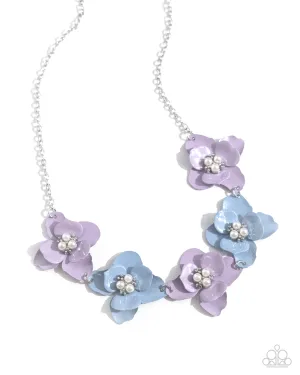 Pastel Pizzazz - Purple - and Blue Painted Flower Pearl Center Paparazzi Necklace