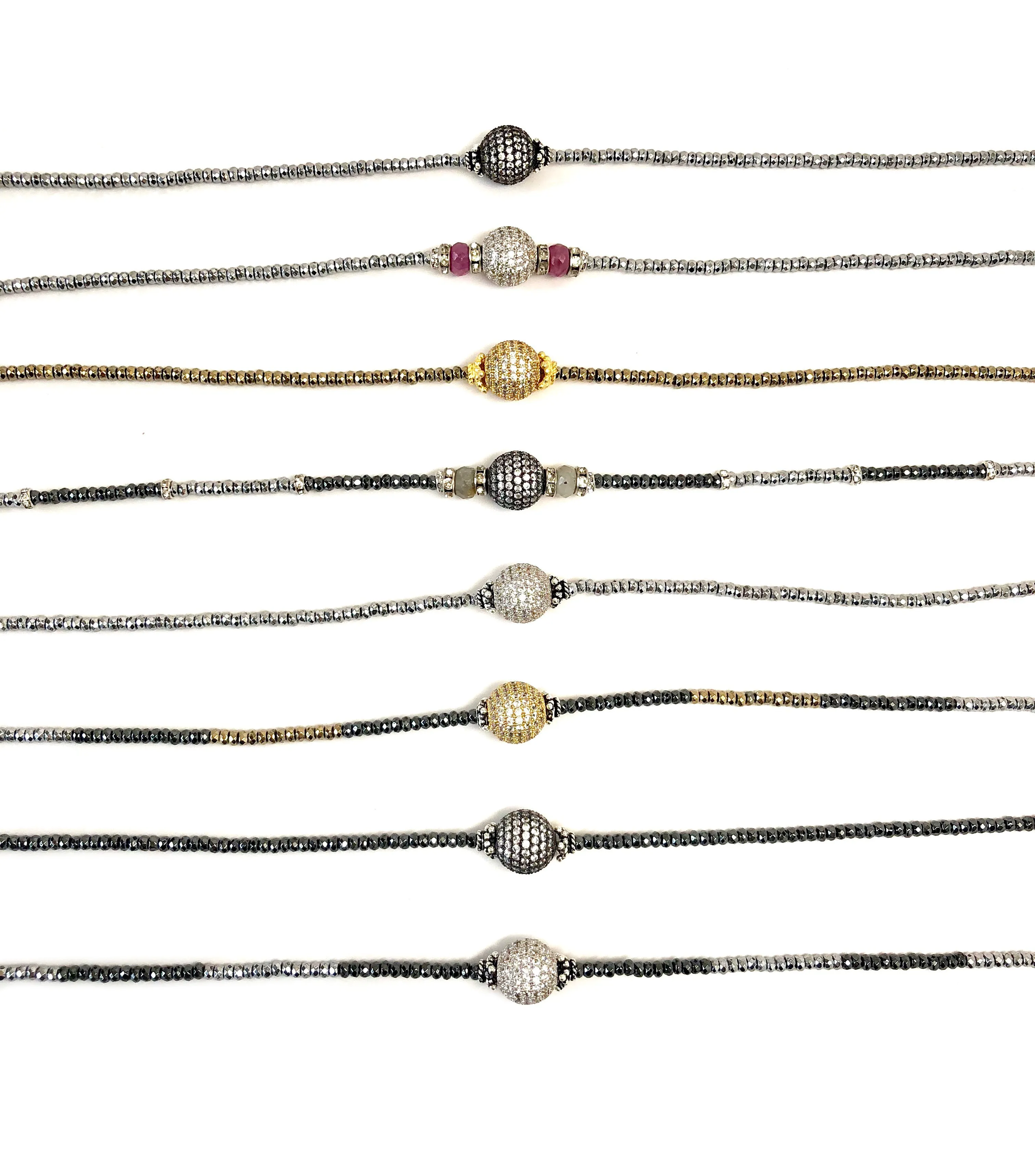 Pave Ball Collar Necklace Collection